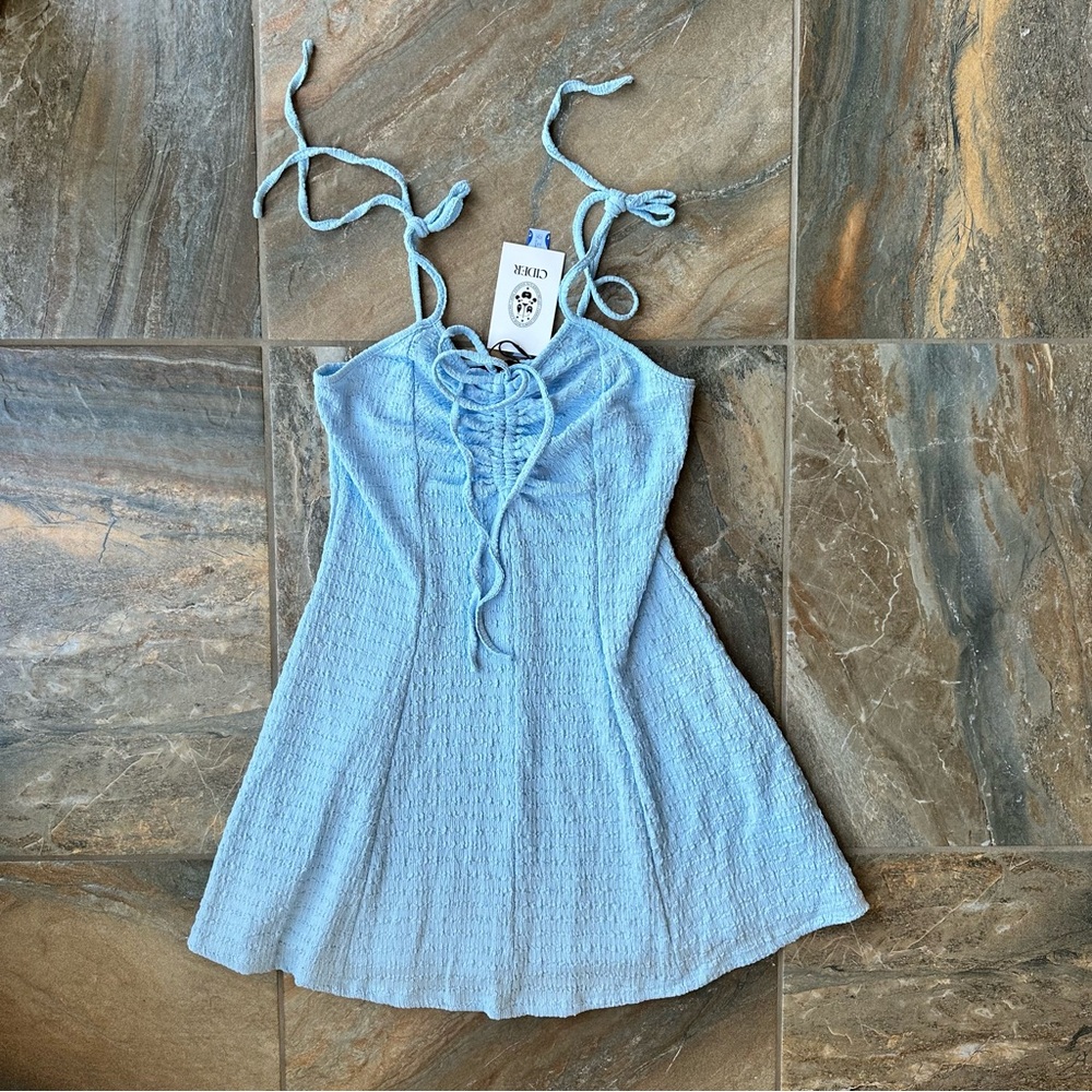 CIDER Women Summer Mini Dress Short Sundress Tie Strap Sleeveless Large NWT